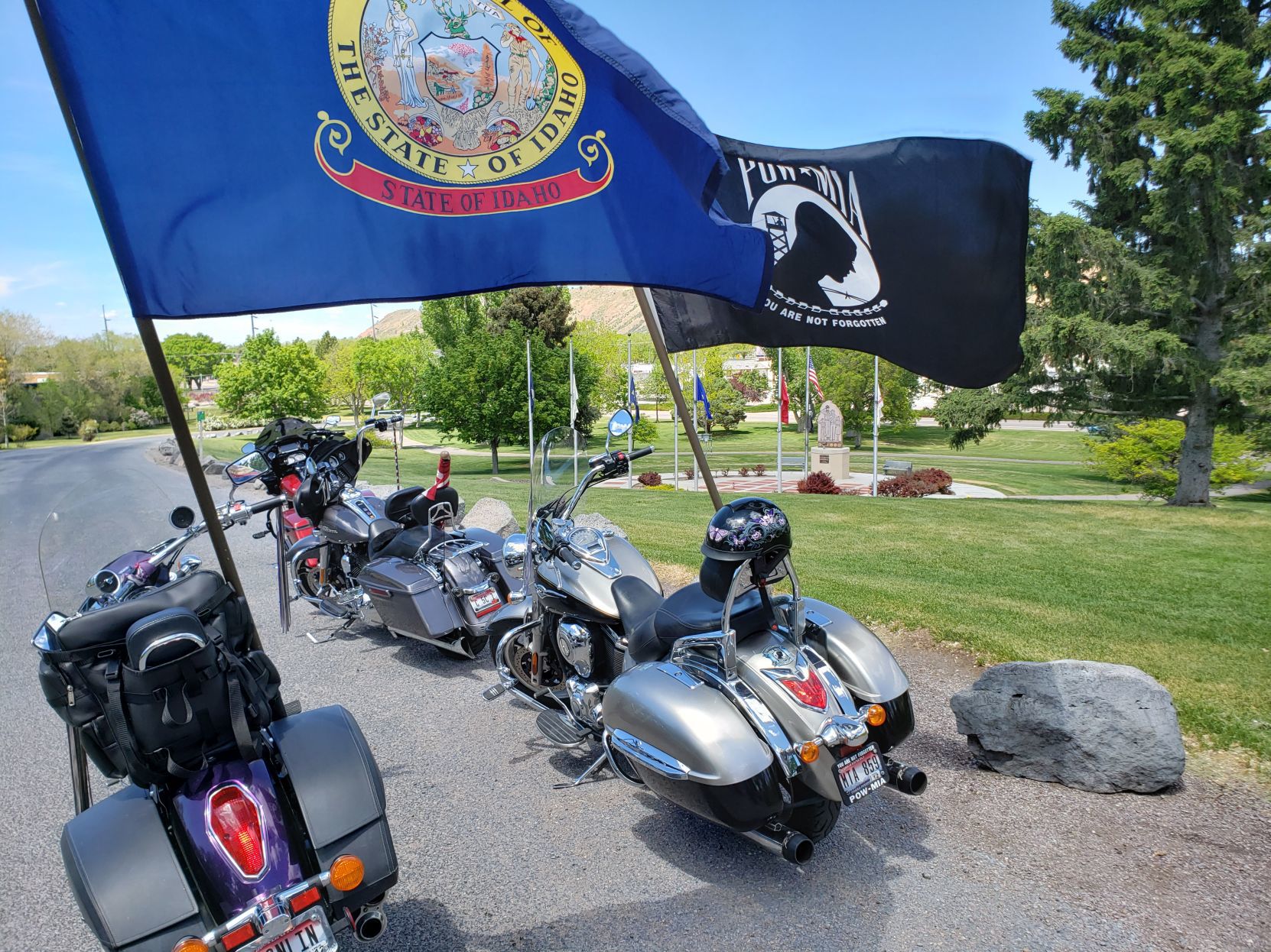 POW*MIA bikes at Upper Ross Park 2020 Thunder Run